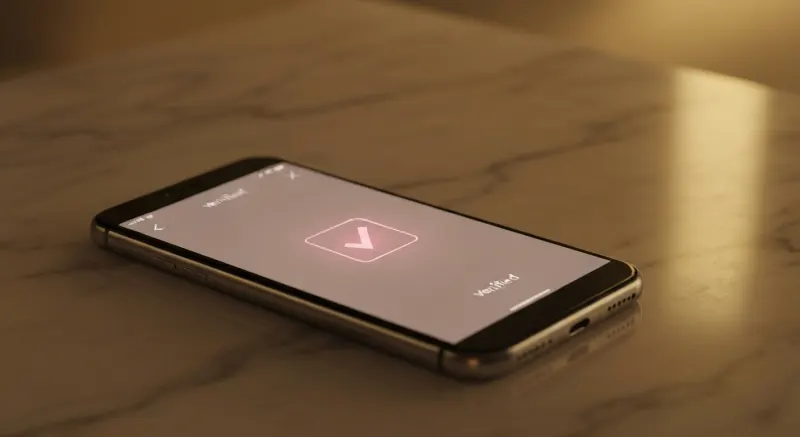 Pushti tasdiqlangan belgisini ko'rsatadigan smartfon — tekshirilgan profillar